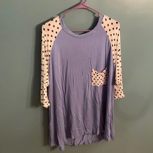 Light blue and polka dot top